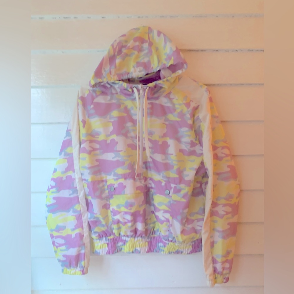Colorful rain jacket by say what size medium kids